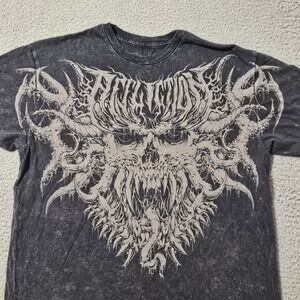 Affliction Live Fast Black Skull Print Short Sleeve T Shirt Men's Size Large